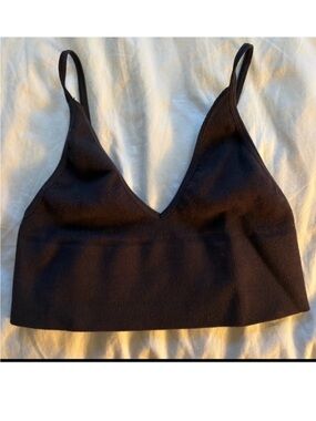 Together Black Ribbed V-Neck Bralette